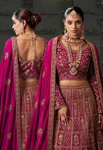 Load image into Gallery viewer, Magenta Georgette Bridal Lehenga Choli
