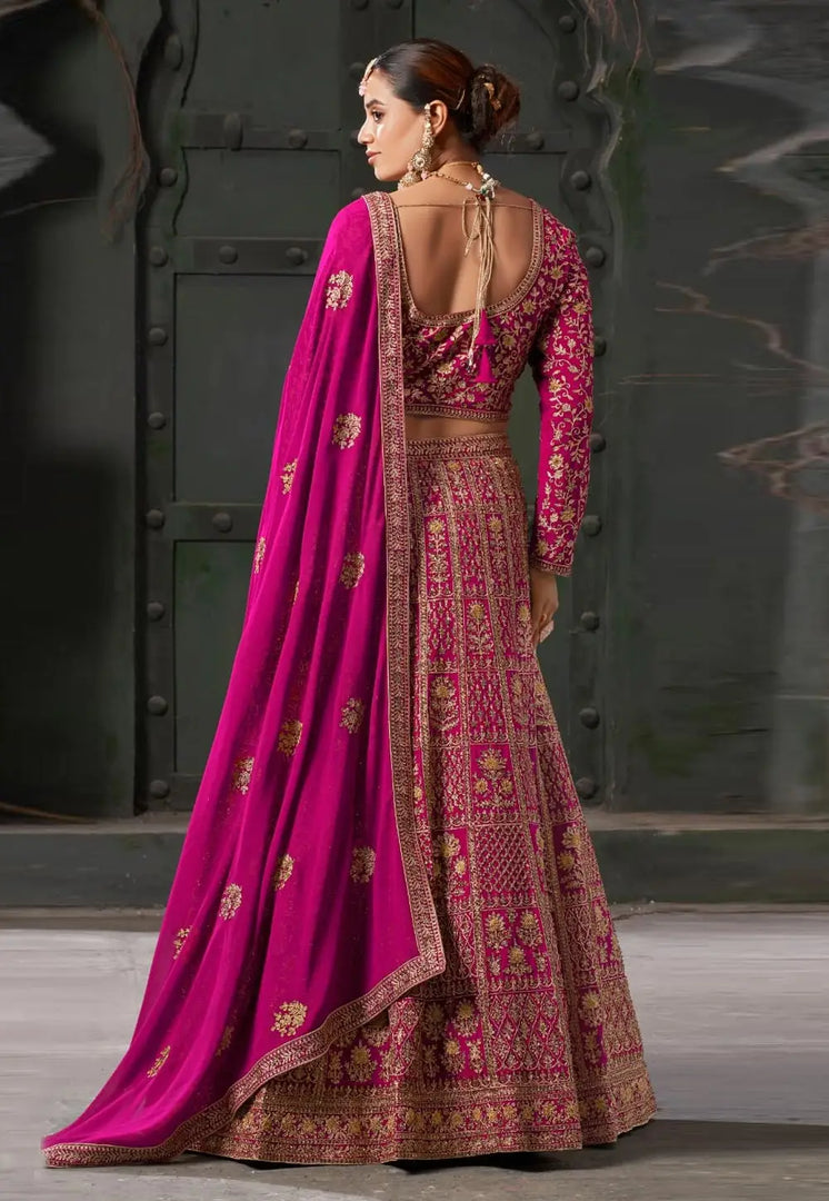 Magenta Georgette Bridal Lehenga Choli