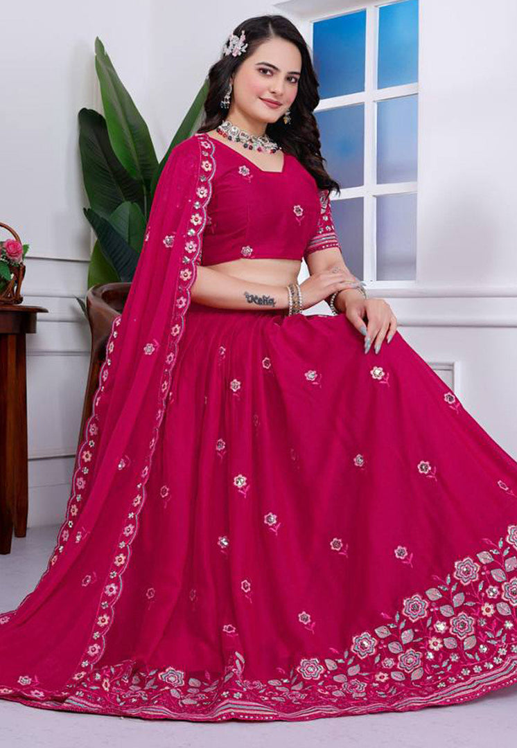 Magenta Georgette Circular Lehenga Choli
