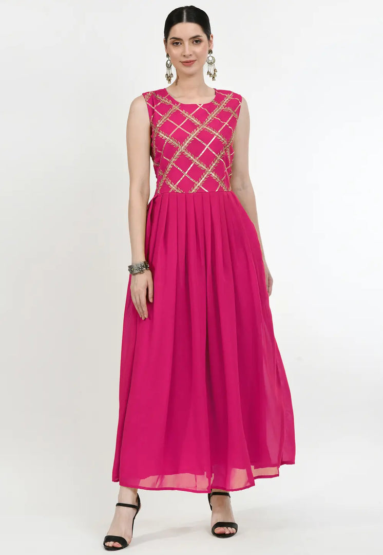 Magenta Georgette Gown