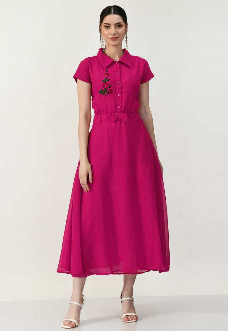 Magenta Georgette Gown