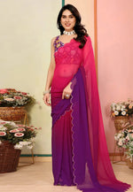 Load image into Gallery viewer, Magenta Georgette Half N Half Saree