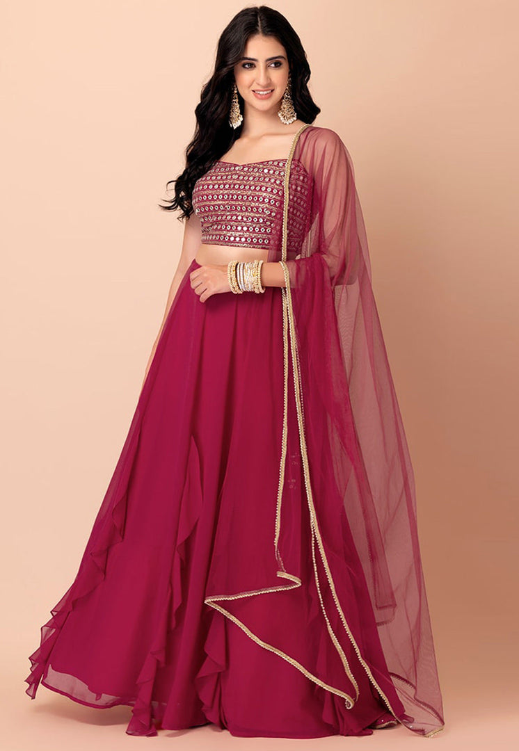 Magenta Georgette Lehenga Choli