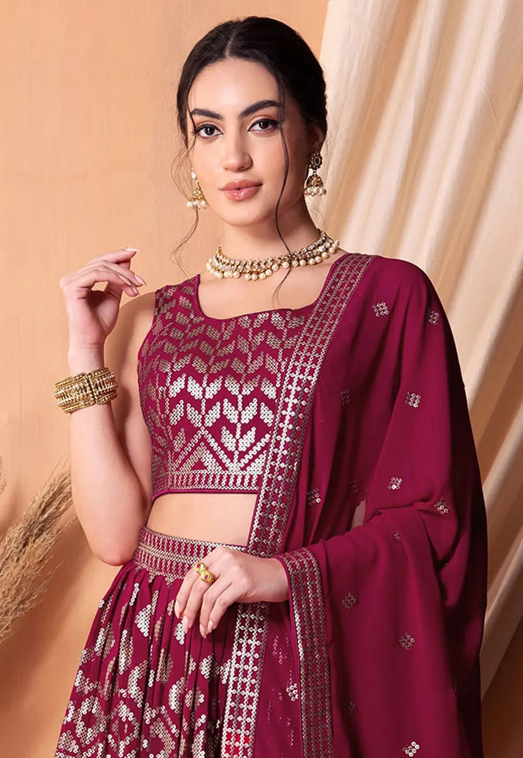 Magenta Georgette Lehenga Choli