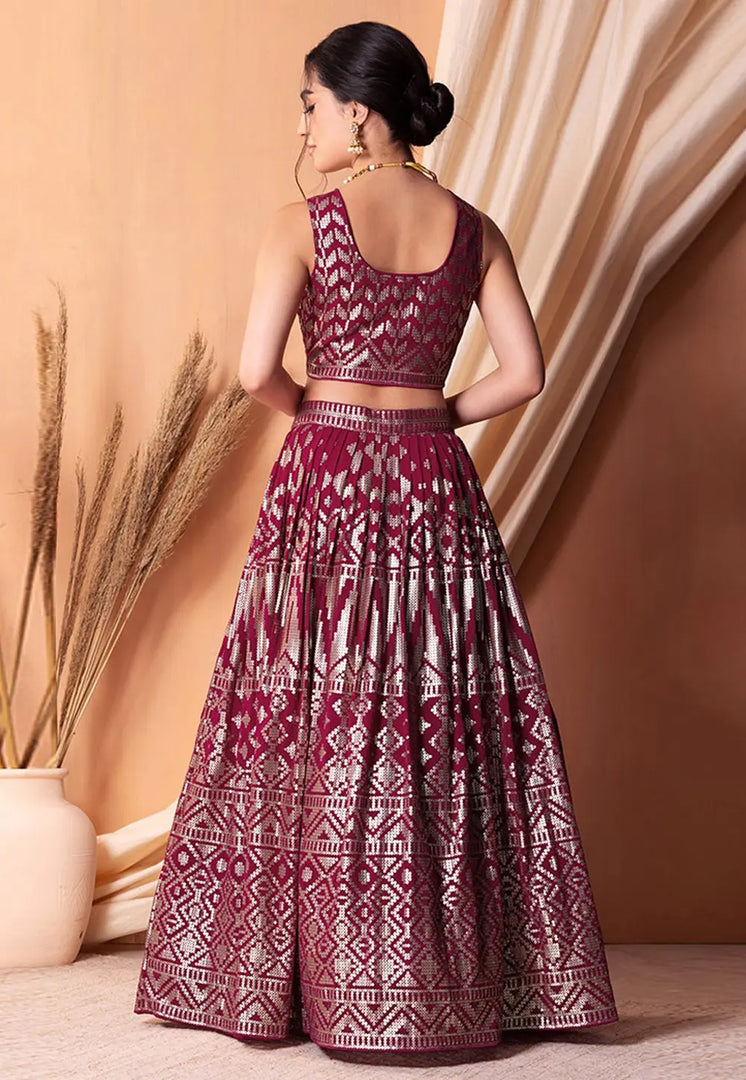 Magenta Georgette Lehenga Choli