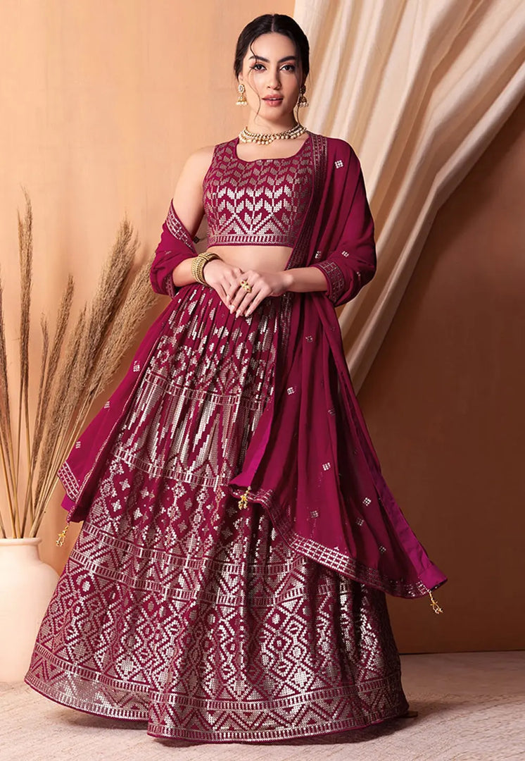 Magenta Georgette Lehenga Choli