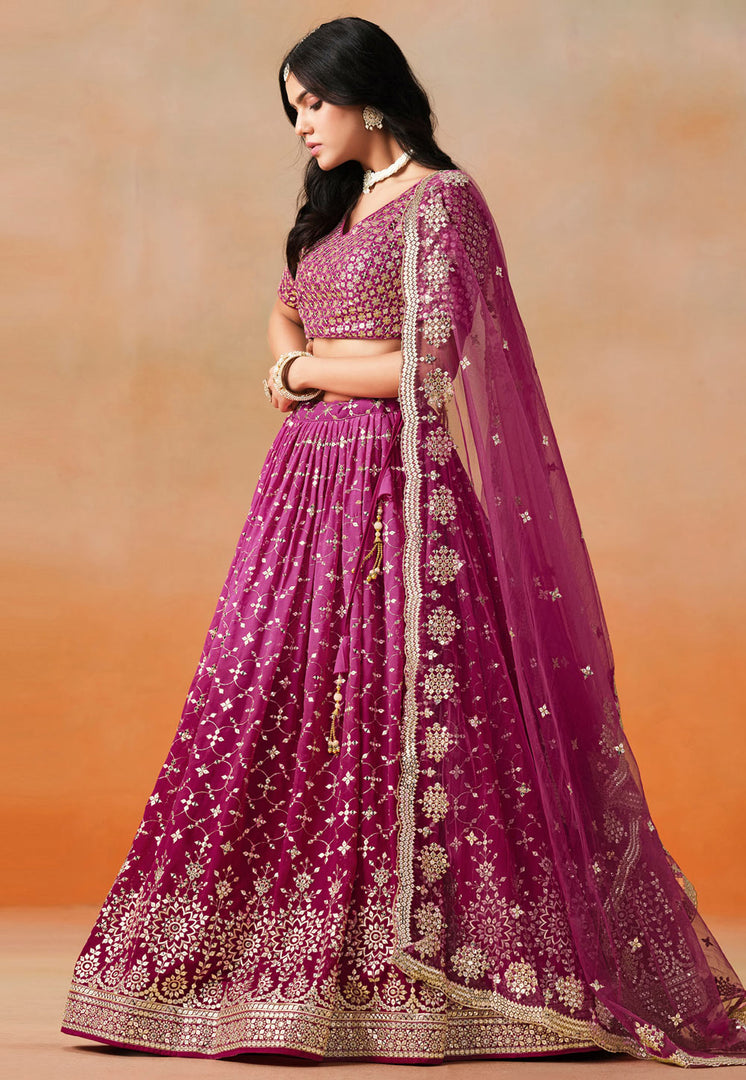 Magenta Georgette Lehenga Choli