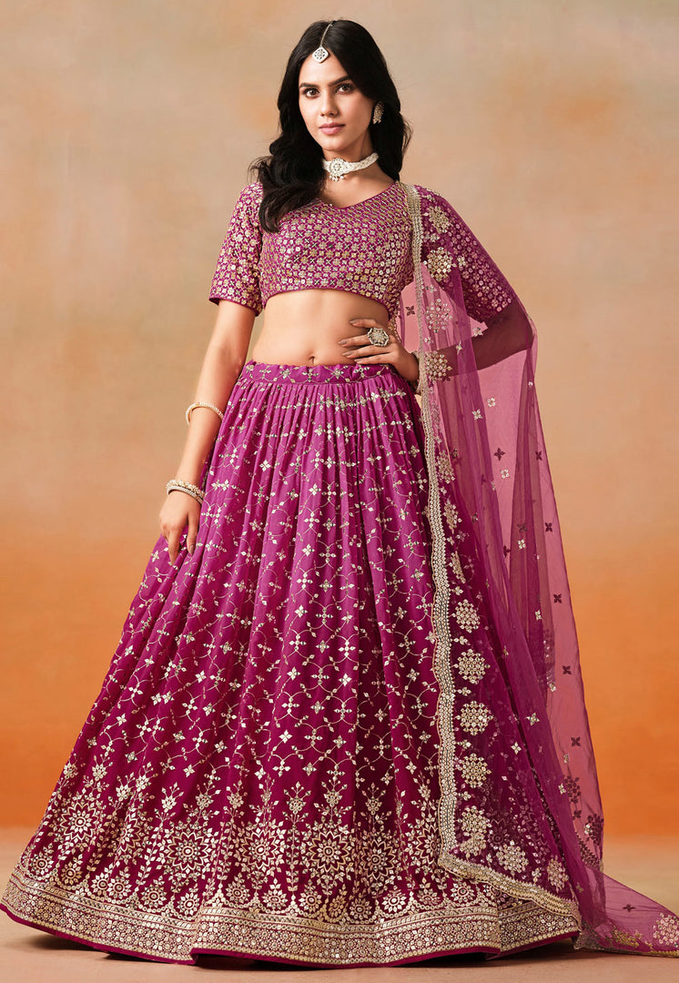 Magenta Georgette Lehenga Choli