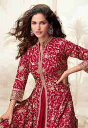 Magenta Georgette Long Choli Lehenga