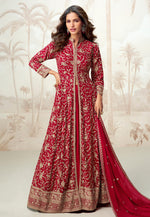 Load image into Gallery viewer, Magenta Georgette Long Choli Lehenga
