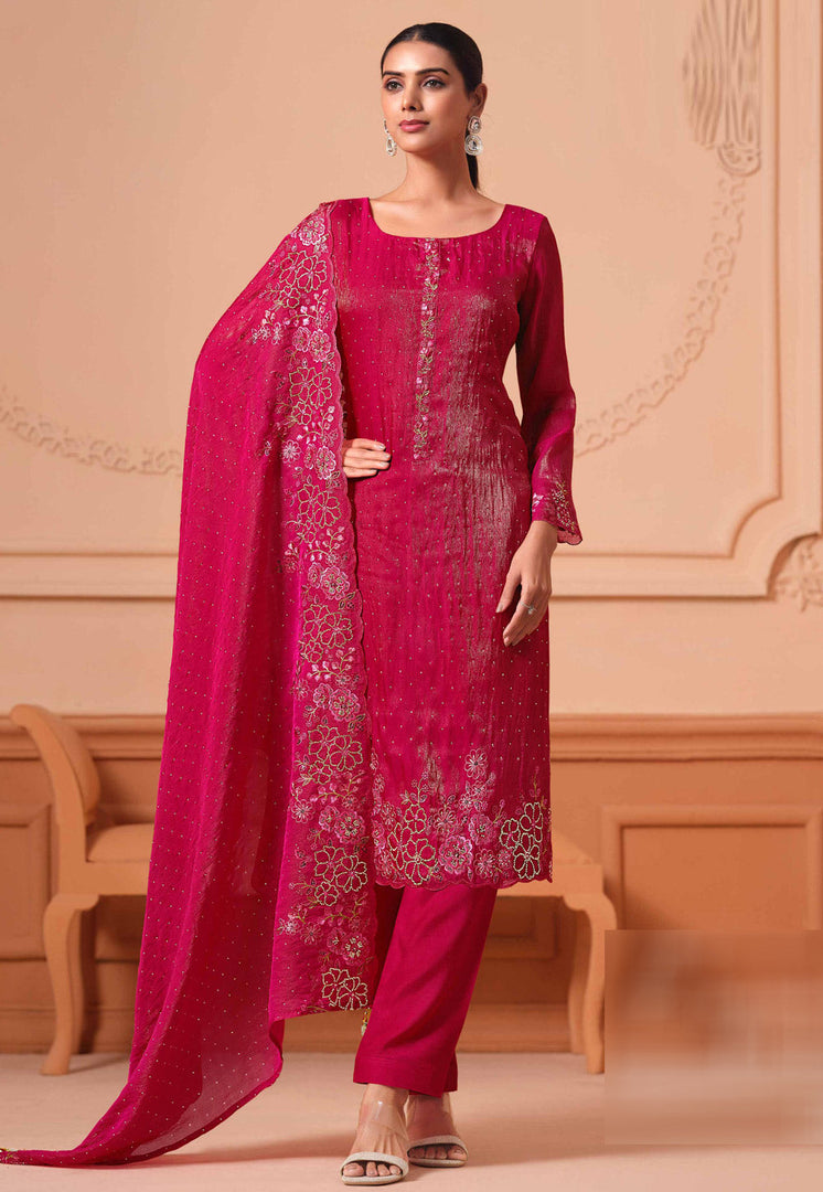 Magenta Georgette Pant Style Suit