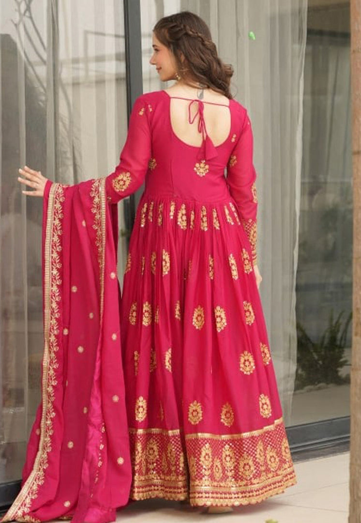 Magenta Georgette Readymade Anarkali Suit