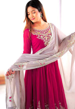 Load image into Gallery viewer, Magenta Georgette Readymade Anarkali Suit
