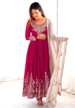 Load image into Gallery viewer, Magenta Georgette Readymade Anarkali Suit
