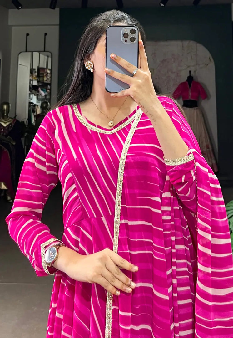 Magenta Georgette Readymade Anarkali Suit