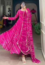 Load image into Gallery viewer, Magenta Georgette Readymade Anarkali Suit

