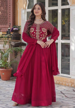 Load image into Gallery viewer, Magenta Georgette Readymade Anarkali Suit
