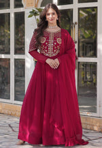 Load image into Gallery viewer, Magenta Georgette Readymade Anarkali Suit

