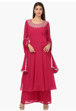 Load image into Gallery viewer, Magenta Georgette Readymade Palazzo Suit
