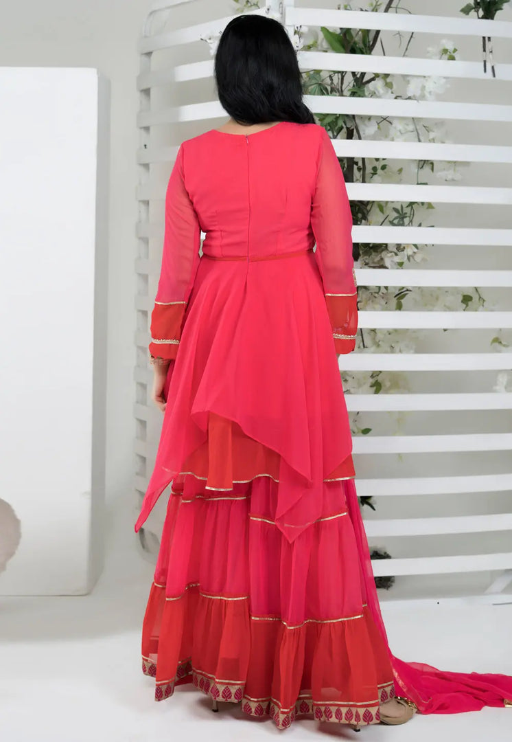 Magenta Georgette Readymade Sharara Suit