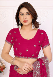 Magenta Georgette Saree With Blouse