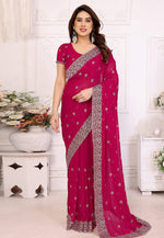 Load image into Gallery viewer, Magenta Georgette Saree With Blouse

