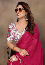 Load image into Gallery viewer, Magenta Georgette Saree With Blouse