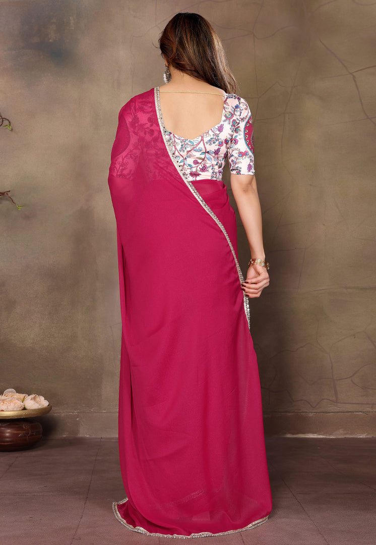 Magenta Georgette Saree With Blouse