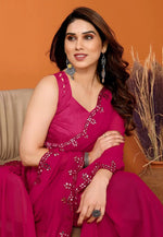 Load image into Gallery viewer, Magenta Georgette Saree With Blouse