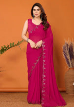 Load image into Gallery viewer, Magenta Georgette Saree With Blouse