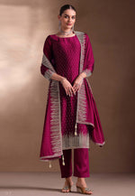 Load image into Gallery viewer, Magenta Georgette Straight Suit

