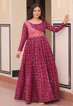 Load image into Gallery viewer, Magenta Jacquard Gown
