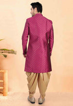Load image into Gallery viewer, Magenta Jacquard Indo Western Suit

