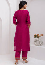 Load image into Gallery viewer, Magenta Jacquard Silk Readymade Pakistani Suit
