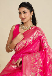 Magenta Kanjivaram Silk Saree With Blouse