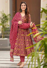 Load image into Gallery viewer, Magenta Muslin Readymade Anarkali Suit
