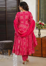 Load image into Gallery viewer, Magenta Muslin Readymade Anarkali Suit
