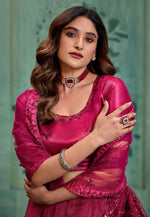 Load image into Gallery viewer, Magenta Net Lehenga Choli
