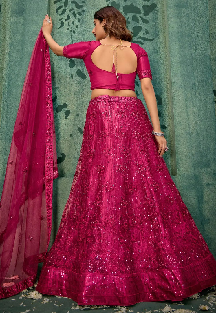 Magenta Net Lehenga Choli