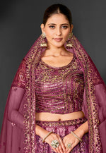 Load image into Gallery viewer, Magenta Net Lehenga Choli
