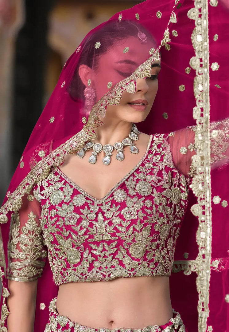 Magenta Net Lehenga Choli
