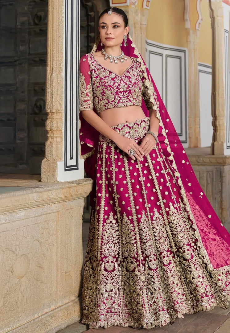 Magenta Net Lehenga Choli