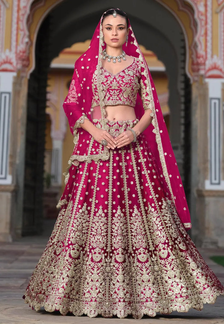 Magenta Net Lehenga Choli