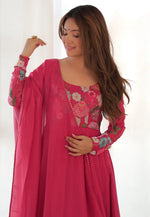 Load image into Gallery viewer, Magenta Organza Readymade Anarkali Suit
