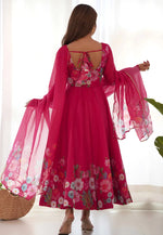 Load image into Gallery viewer, Magenta Organza Readymade Anarkali Suit
