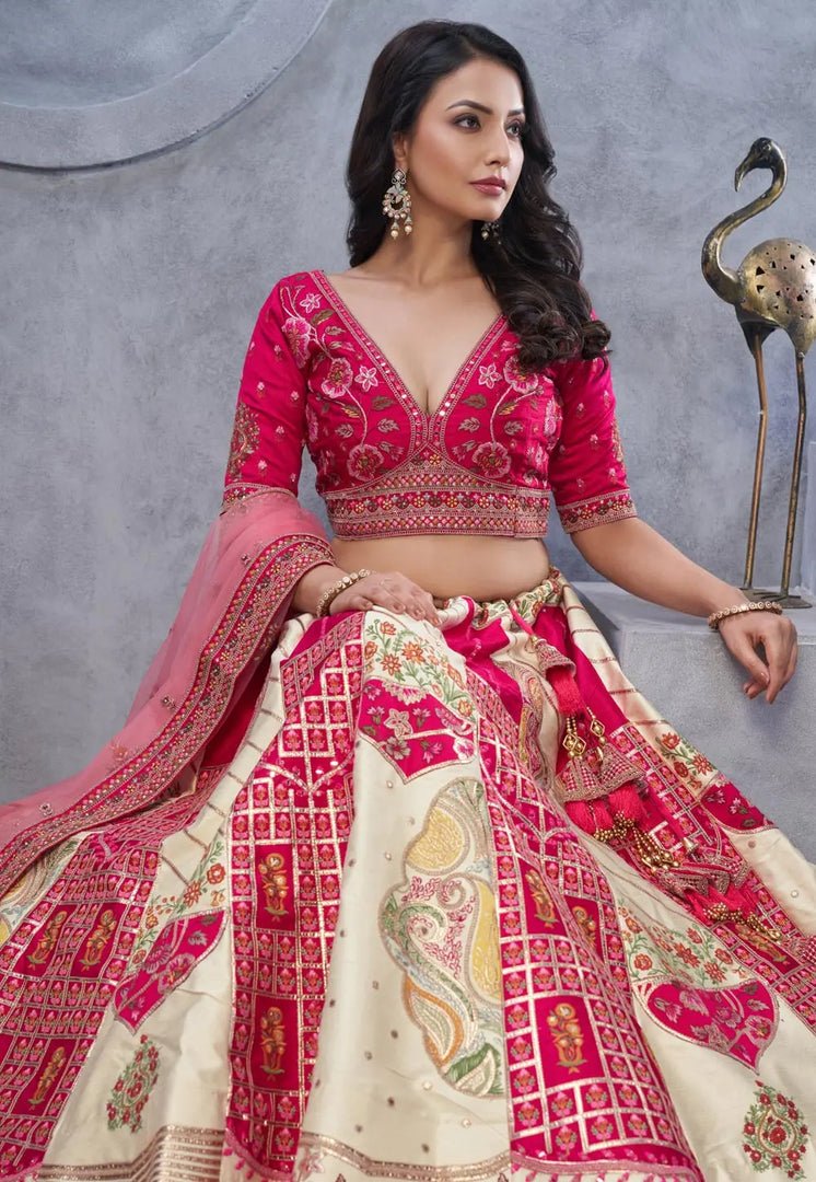 Magenta Organza Wedding Lehenga Choli