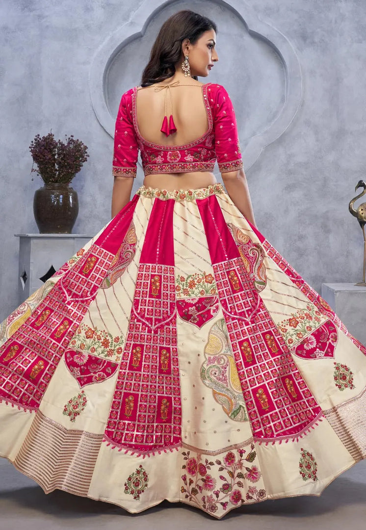 Magenta Organza Wedding Lehenga Choli