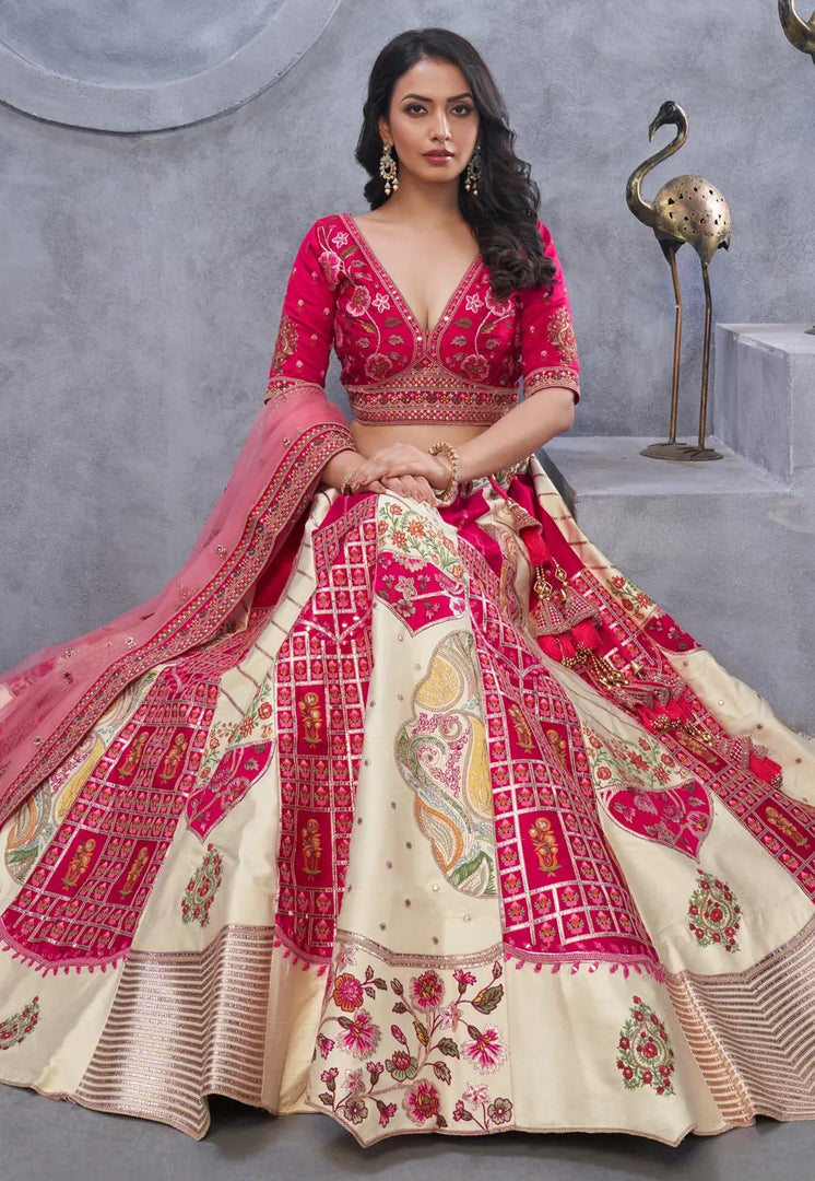 Magenta Organza Wedding Lehenga Choli