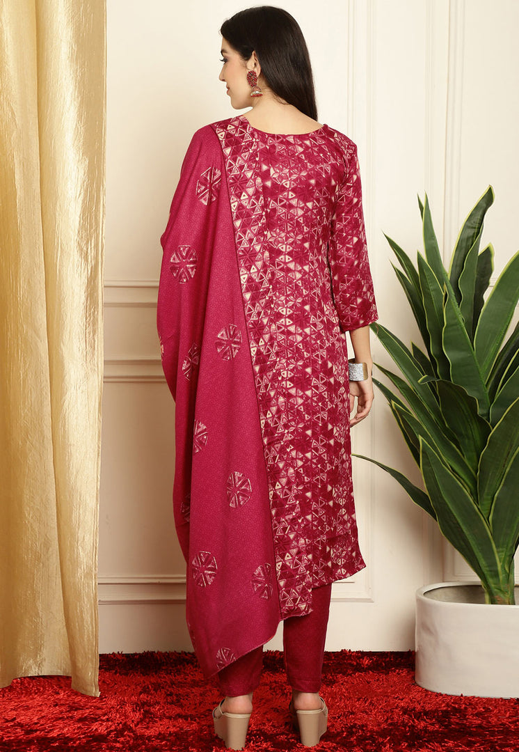 Magenta Pashmina Pant Style Suit