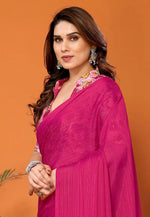 Load image into Gallery viewer, Magenta Polyester Saree With Blouse